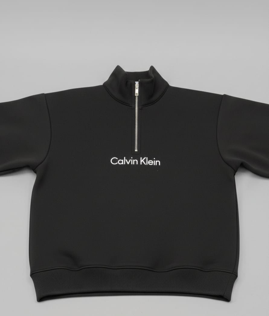 Calvin Klein Quarter Zip Mock Neck Sweatshirt – Black
