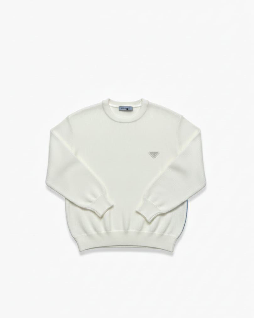 Prada Üçgen Logolu Ribanalı Triko / Knit Sweatshirt (Ekru/Beyaz)