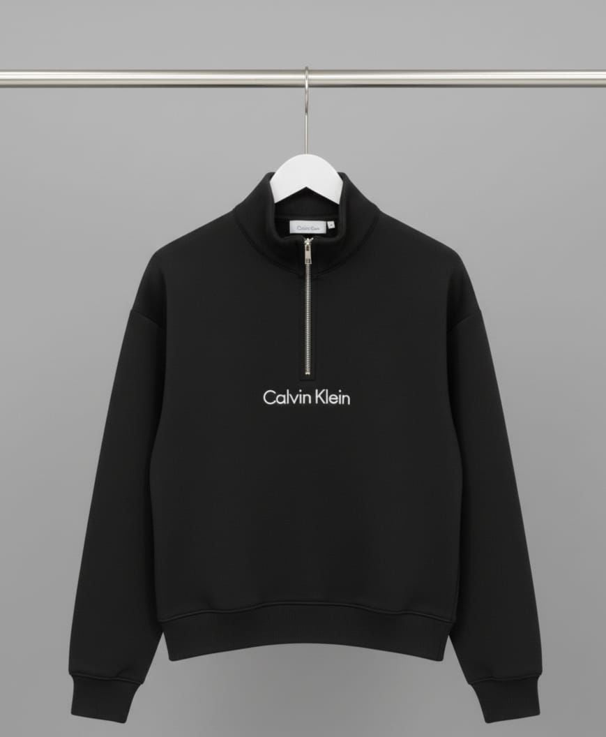 Calvin Klein Quarter Zip Mock Neck Sweatshirt – Black