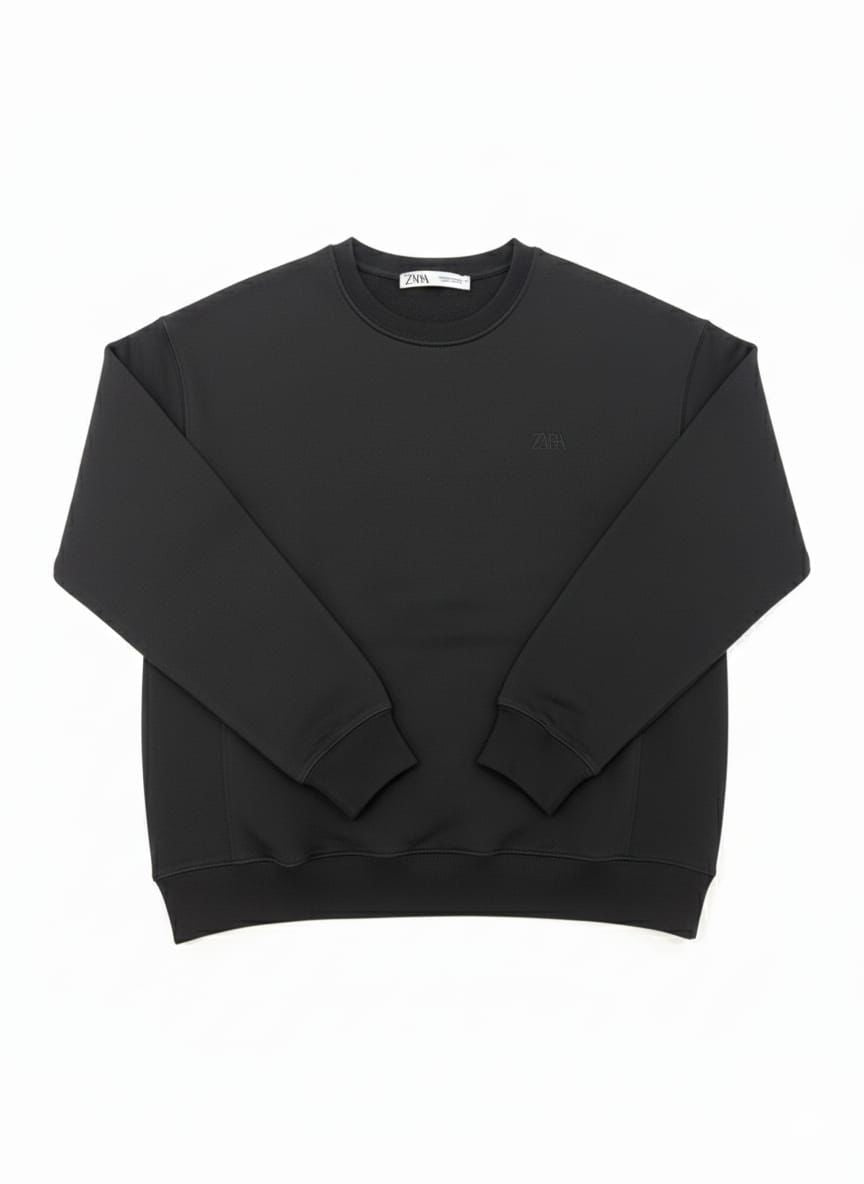 Zara Basic Minimal Logo Sweatshirt (Siyah)