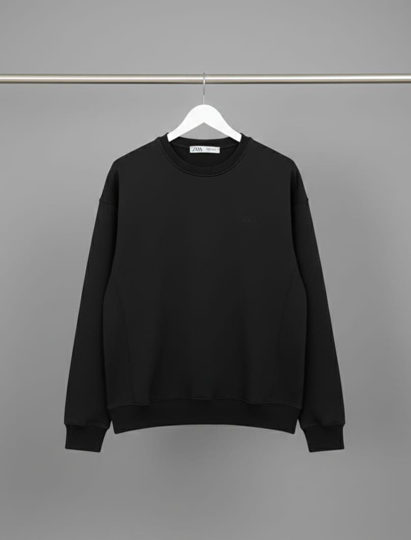 Zara Basic Minimal Logo Sweatshirt (Siyah)