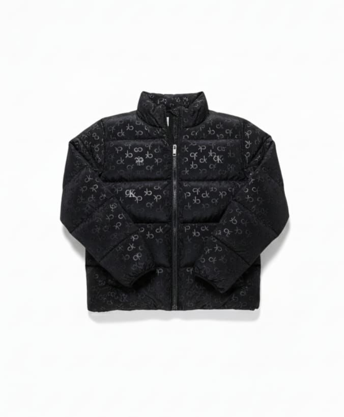 Calvin Klein All-Over Monogram Puffer Jacket (Black)