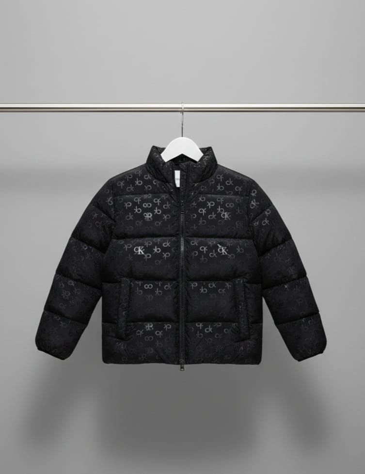 Calvin Klein All-Over Monogram Puffer Jacket (Black)